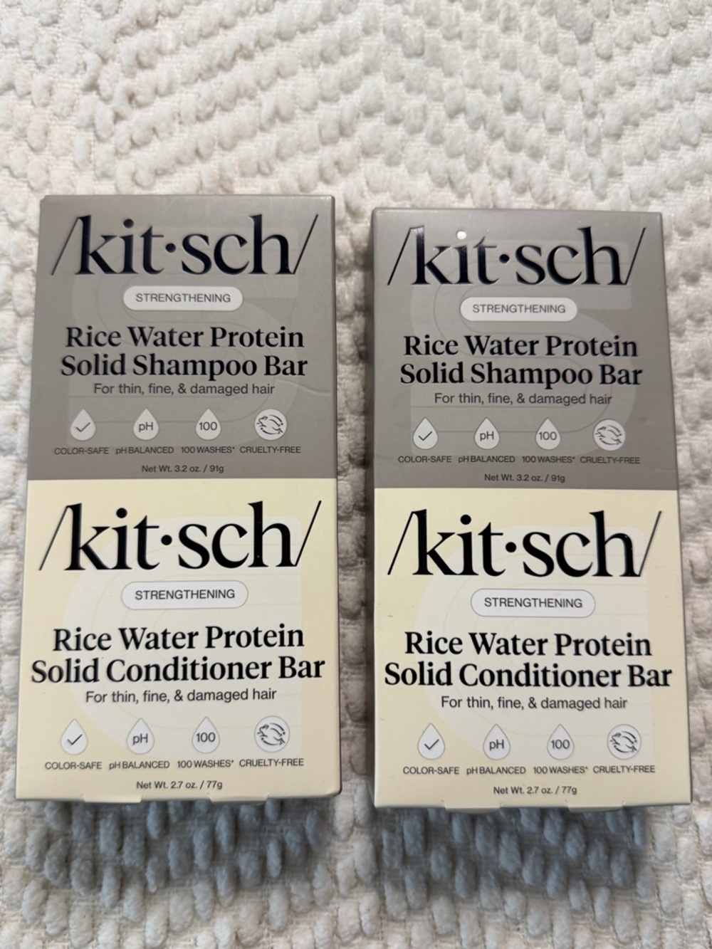 🤍New kitsch Rice Water Protein Solid Shampoo & Conditioner Bars Set🤍